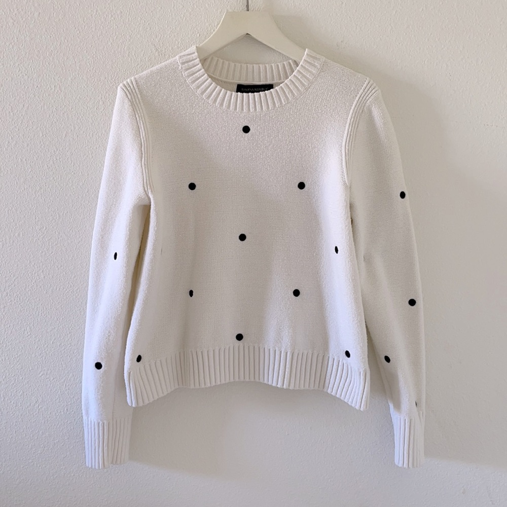 Banana Republic ivory sweater with black dots